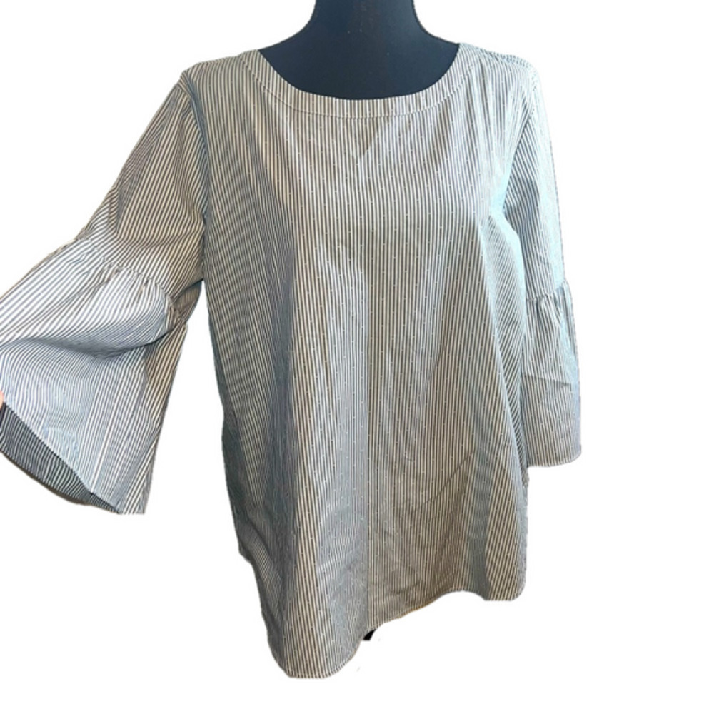 Van Heusen Blouse Size Large - Balloon sleeves - Thin Stripes